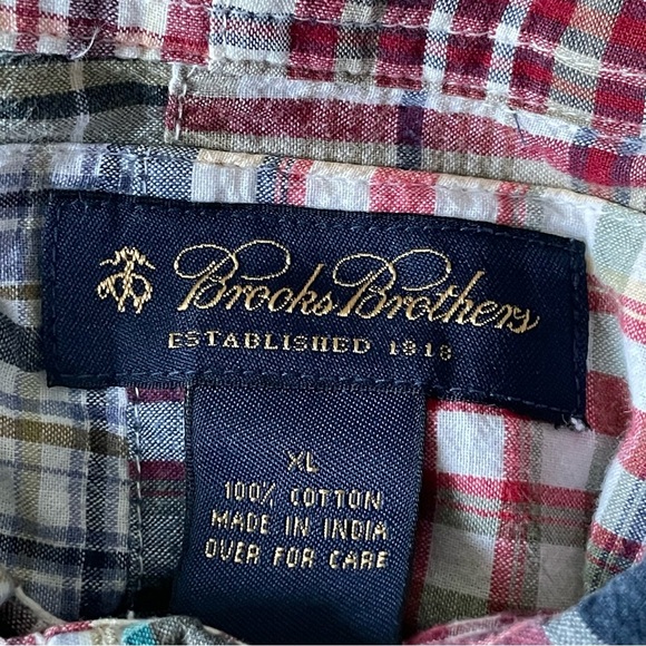 Brooks Brothers Patchwork Plaid madras Short Sleeve Button Down 35954 - Picture 12 of 13